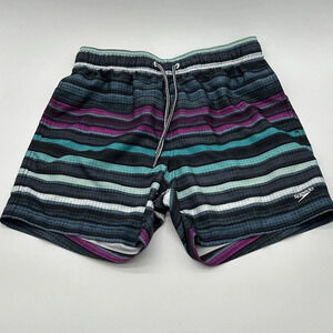 Speedo Men's 5.5" Volley‎ Anthracite Cliff Stripe Swim Trunk Size M